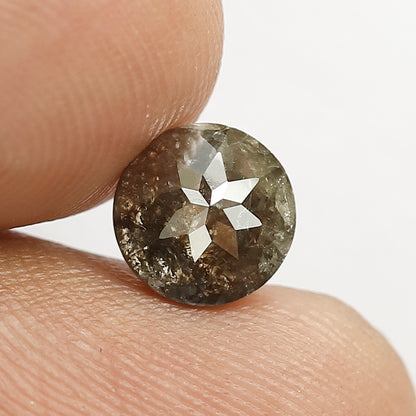 Black Round Rose Cut Rustic Diamond 1.38 Carats 7 mm Size
