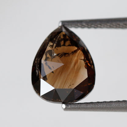 2.90 Ct Pear Cut Rustic Diamond, Natural Dark Champagne Diamond 10 mm, Loose Earth Mined Stone for Unique Pear Ring