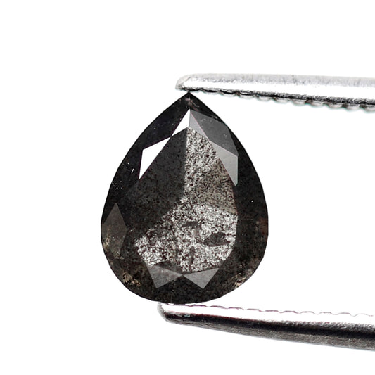 0.93 CT Blackish Gray Pear Shape Diamond, Natural Earth Mined Salt and Pepper Loose Diamond For Anniversary Ring