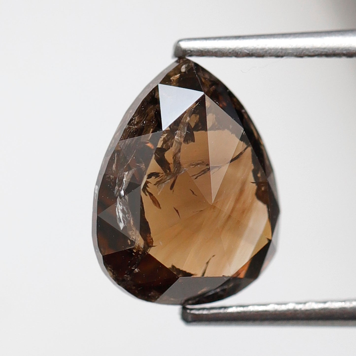 2.90 Ct Pear Cut Rustic Diamond, Natural Dark Champagne Diamond 10 mm, Loose Earth Mined Stone for Unique Pear Ring