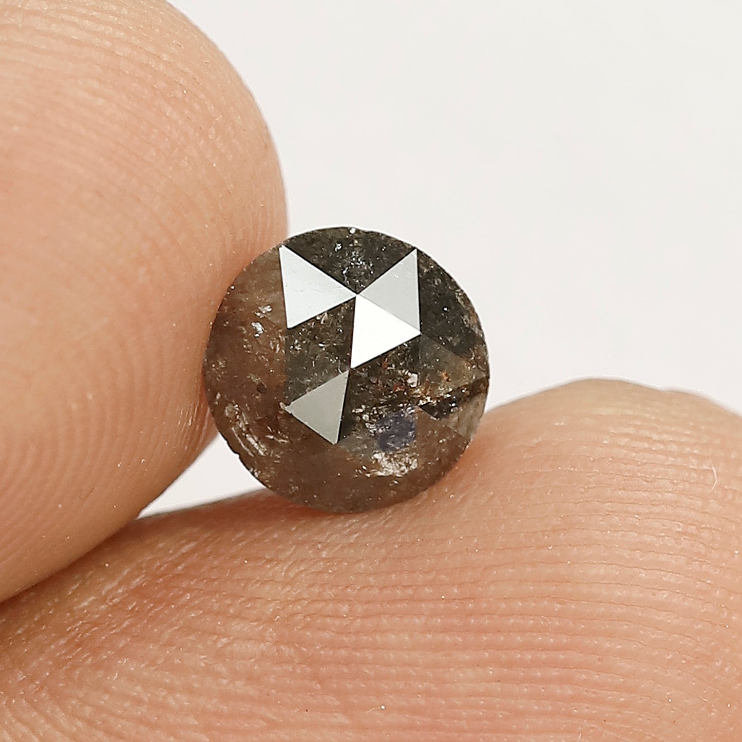 1.23 Carat Gray Black Round Rustic Diamond 7 mm