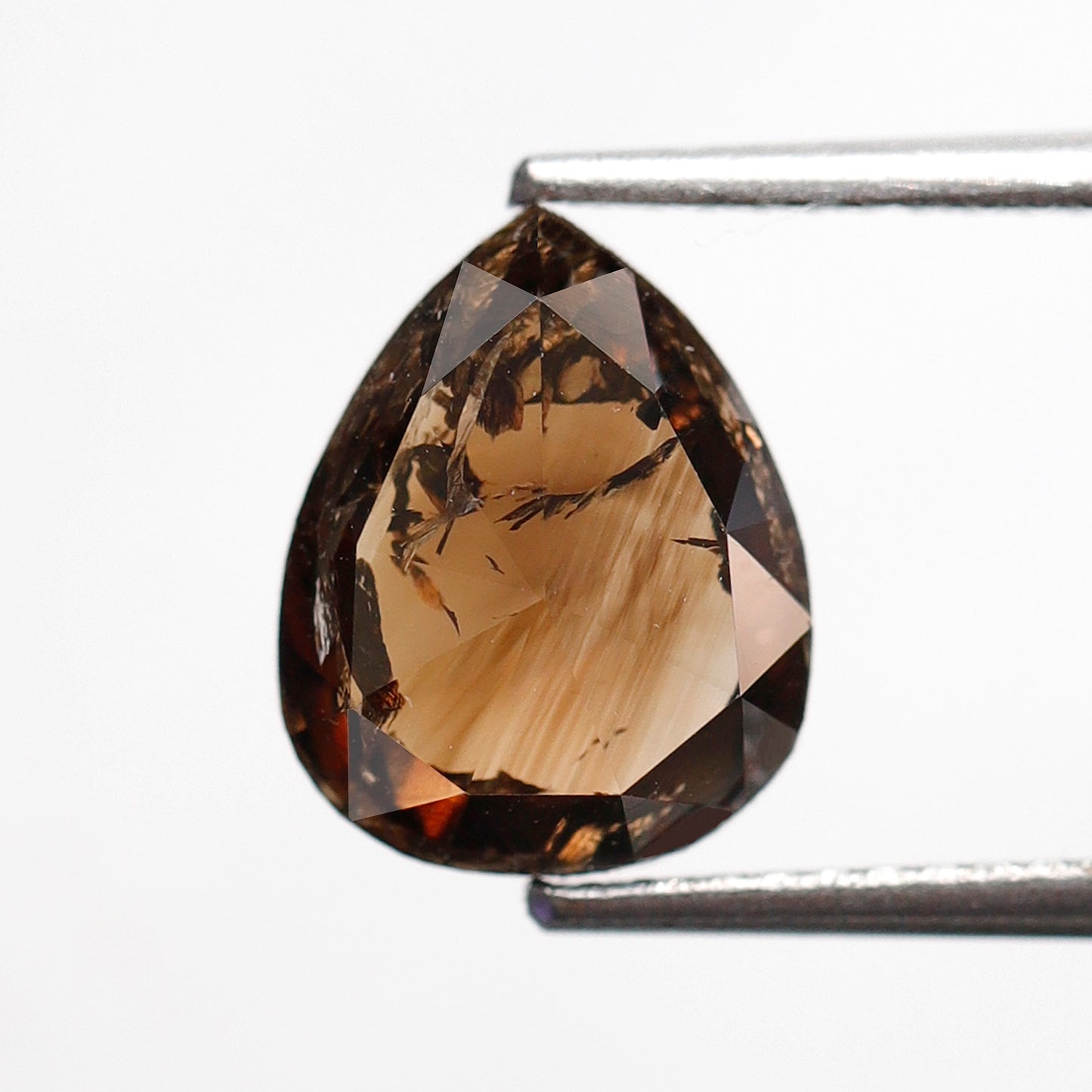 2.90 Ct Pear Cut Rustic Diamond, Natural Dark Champagne Diamond 10 mm, Loose Earth Mined Stone for Unique Pear Ring