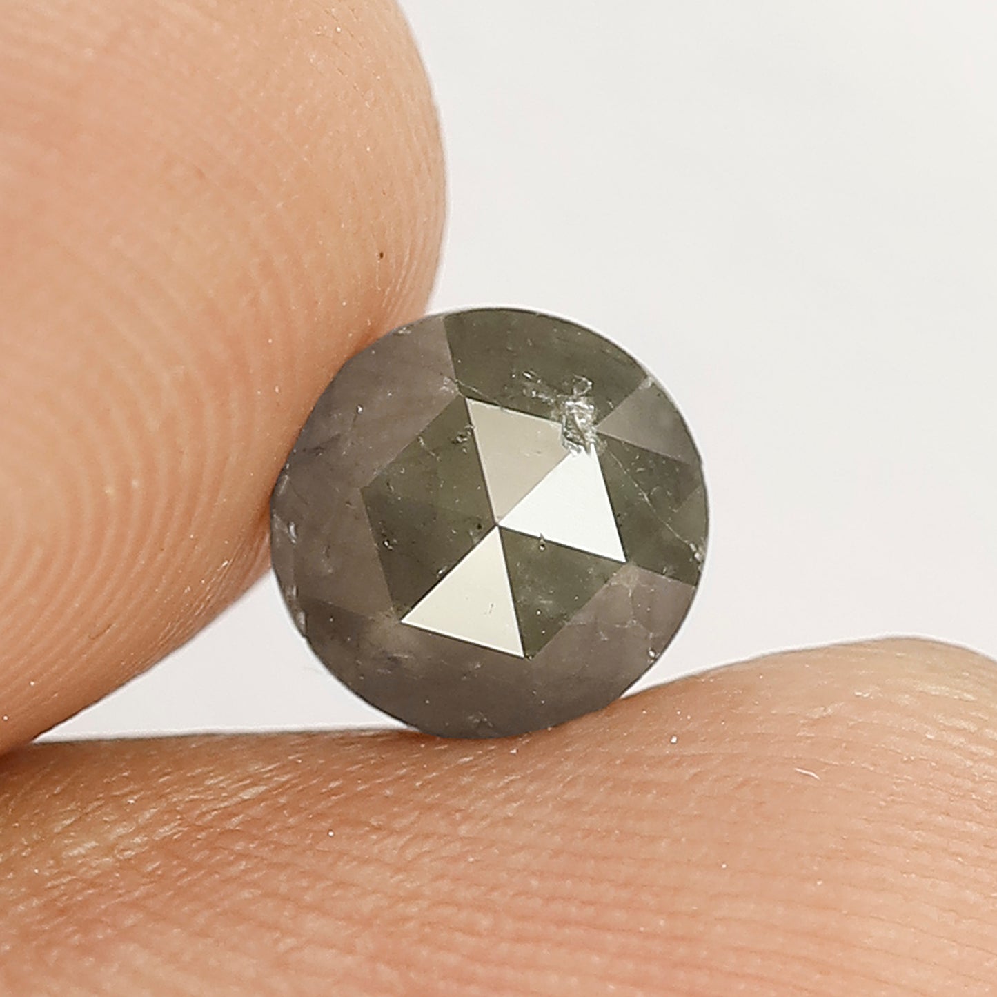 Cloudy Gray Black Round Rose Cut Natural Diamond 1.40 Carat