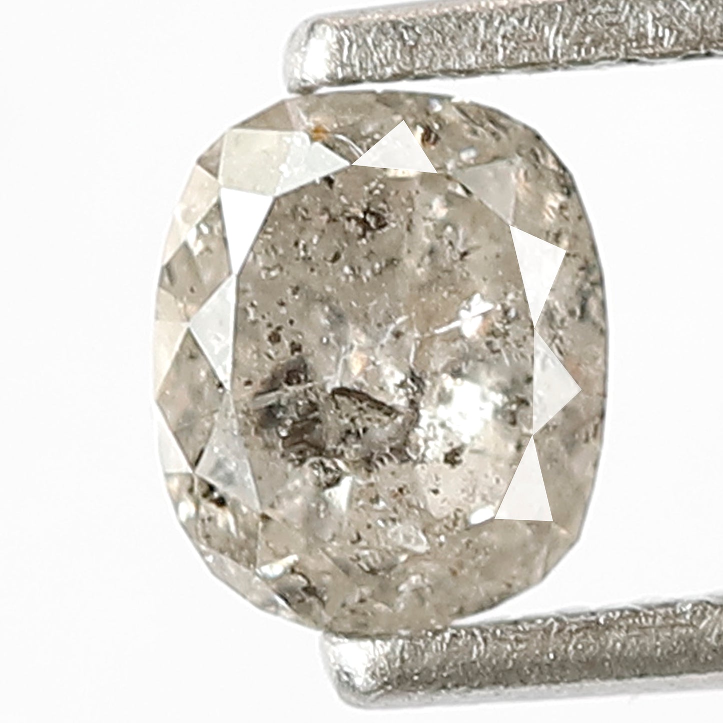 0.75 CT Oval Shape Salt and Pepper Diamond, 5.60 MM Gray Black Salt and Pepper Diamond For Bridal Ring