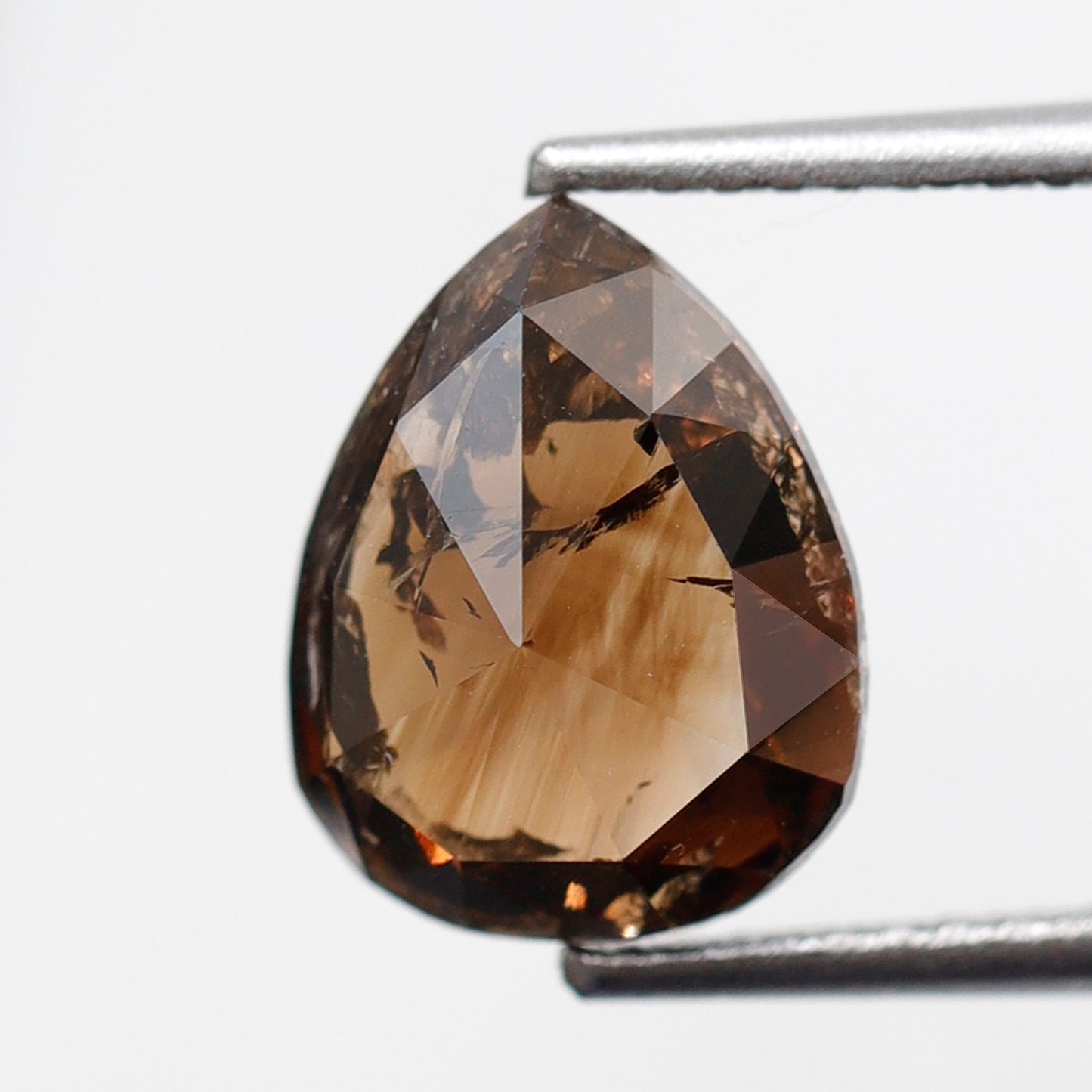 2.90 Ct Pear Cut Rustic Diamond, Natural Dark Champagne Diamond 10 mm, Loose Earth Mined Stone for Unique Pear Ring