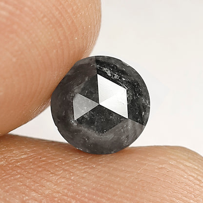 Black Color Round Rose Cut Rustic Diamond 1.32 Carat