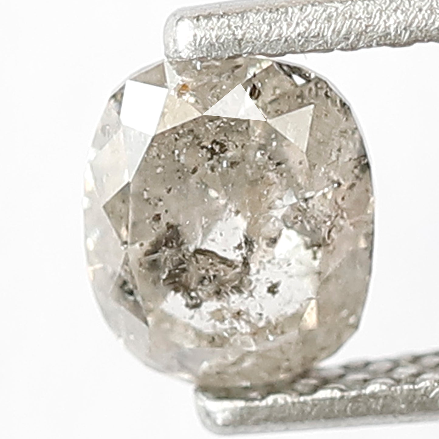 0.75 CT Oval Shape Salt and Pepper Diamond, 5.60 MM Gray Black Salt and Pepper Diamond For Bridal Ring