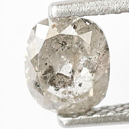 0.75 CT Oval Shape Salt and Pepper Diamond, 5.60 MM Gray Black Salt and Pepper Diamond For Bridal Ring