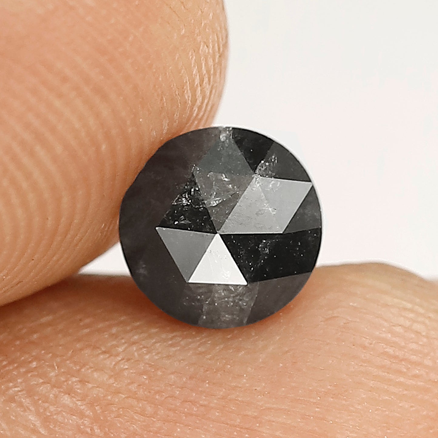 1.01 Carat Round Rose Cut Natural Salt and Pepper Diamond