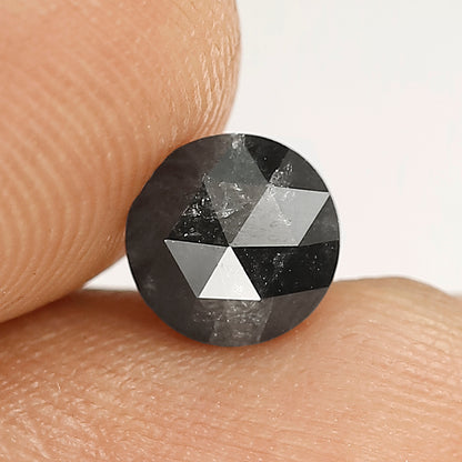 1.01 Carat Round Rose Cut Natural Salt and Pepper Diamond