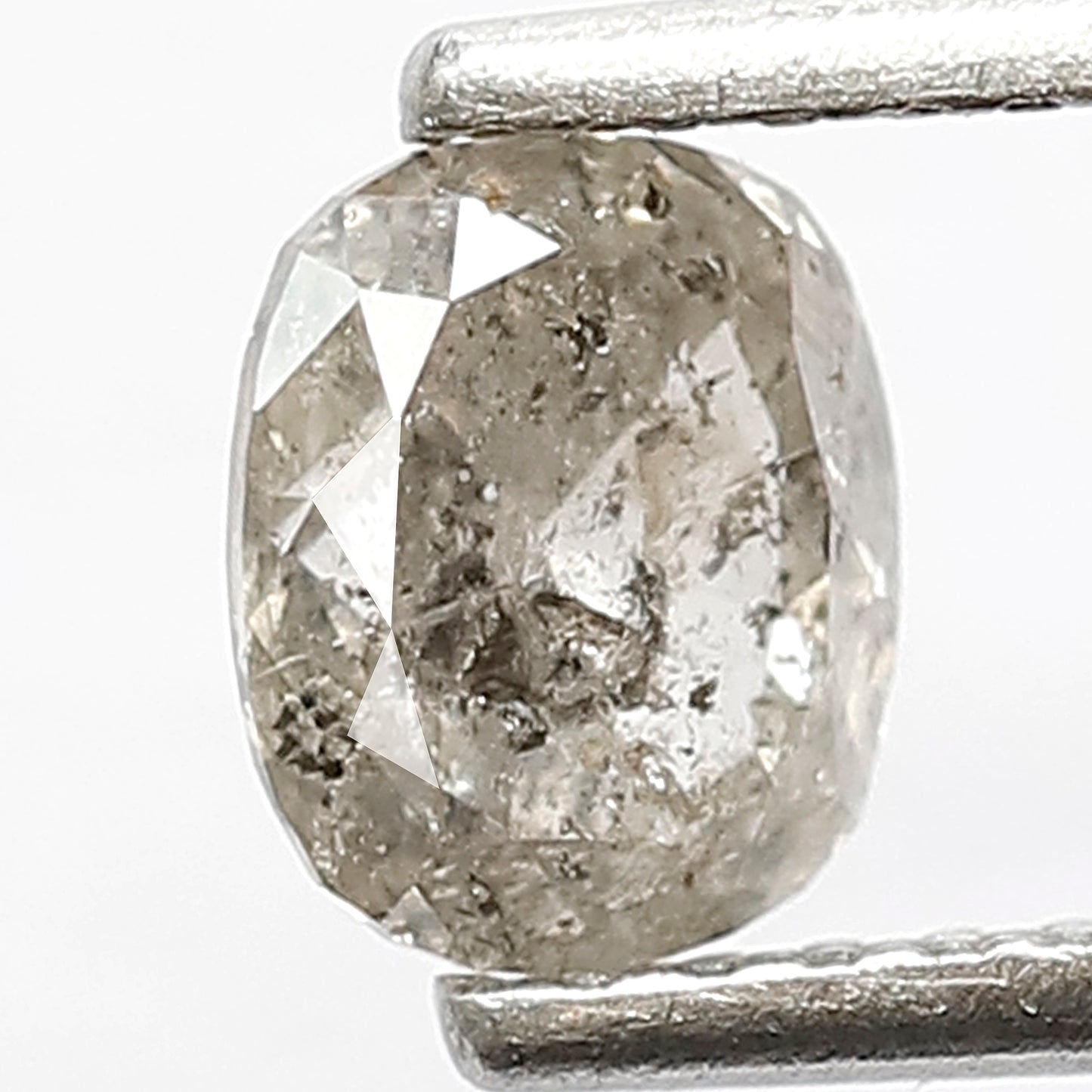 0.75 CT Oval Shape Salt and Pepper Diamond, 5.60 MM Gray Black Salt and Pepper Diamond For Bridal Ring
