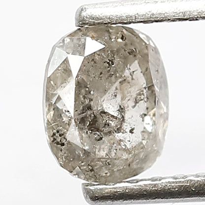 0.75 CT Oval Shape Salt and Pepper Diamond, 5.60 MM Gray Black Salt and Pepper Diamond For Bridal Ring
