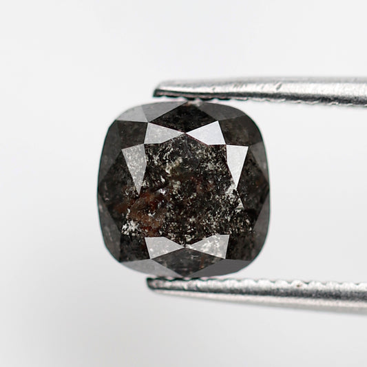 1.19 CT Cushion Cut Blackish Gray Salt and Pepper Diamond, Natural Loose Conflict Free Diamond for Engagement Ring