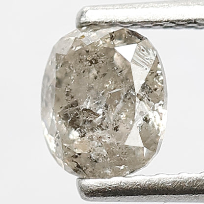 0.75 CT Oval Shape Salt and Pepper Diamond, 5.60 MM Gray Black Salt and Pepper Diamond For Bridal Ring