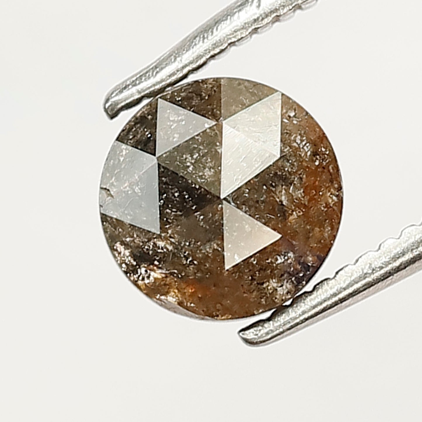Rustic Brownish Gray Round Rose Cut Diamond 0.92 CT