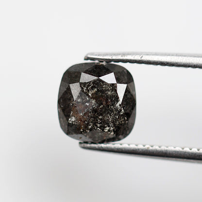 1.19 CT Cushion Cut Blackish Gray Salt and Pepper Diamond, Natural Loose Conflict Free Diamond for Engagement Ring