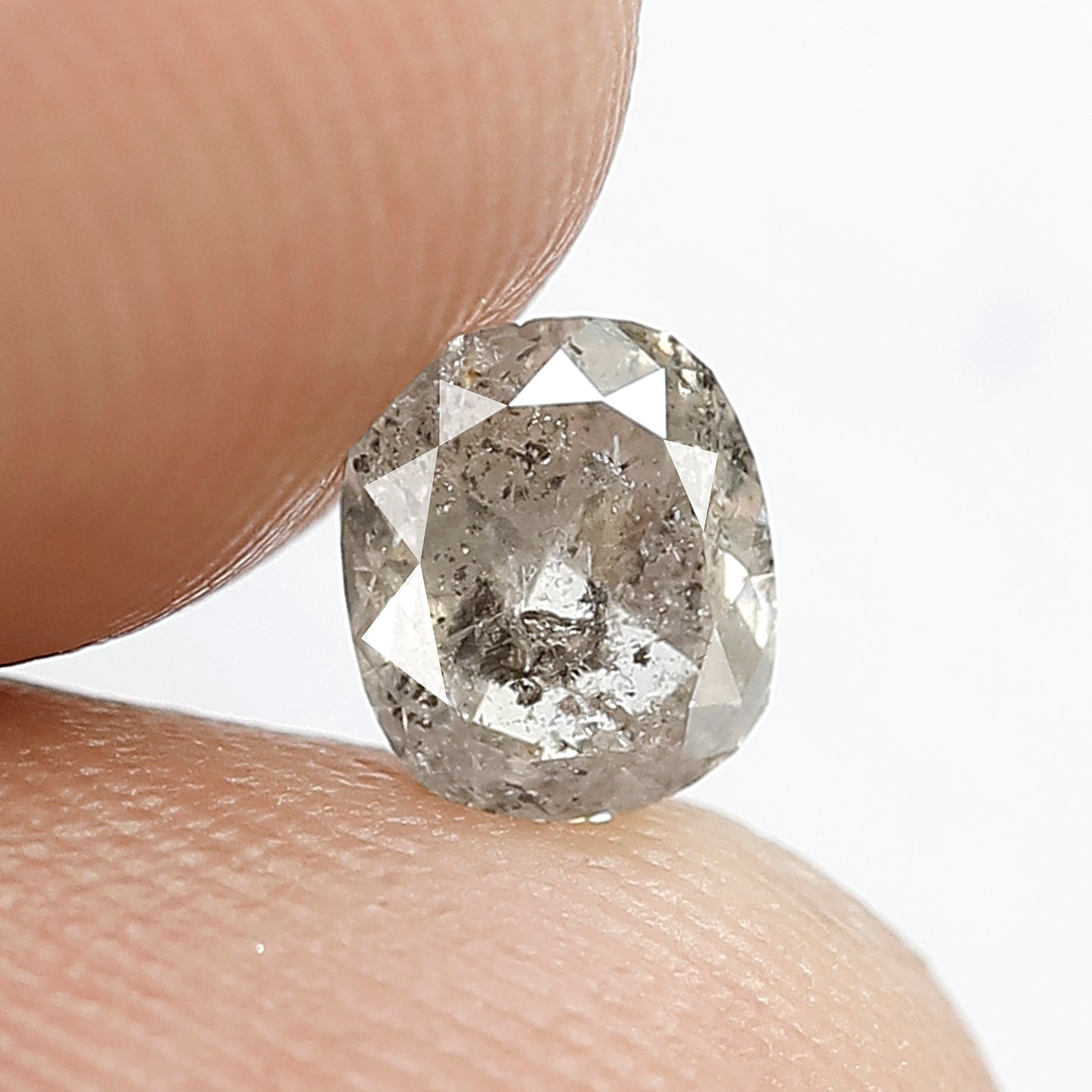 0.75 CT Oval Shape Salt and Pepper Diamond, 5.60 MM Gray Black Salt and Pepper Diamond For Bridal Ring