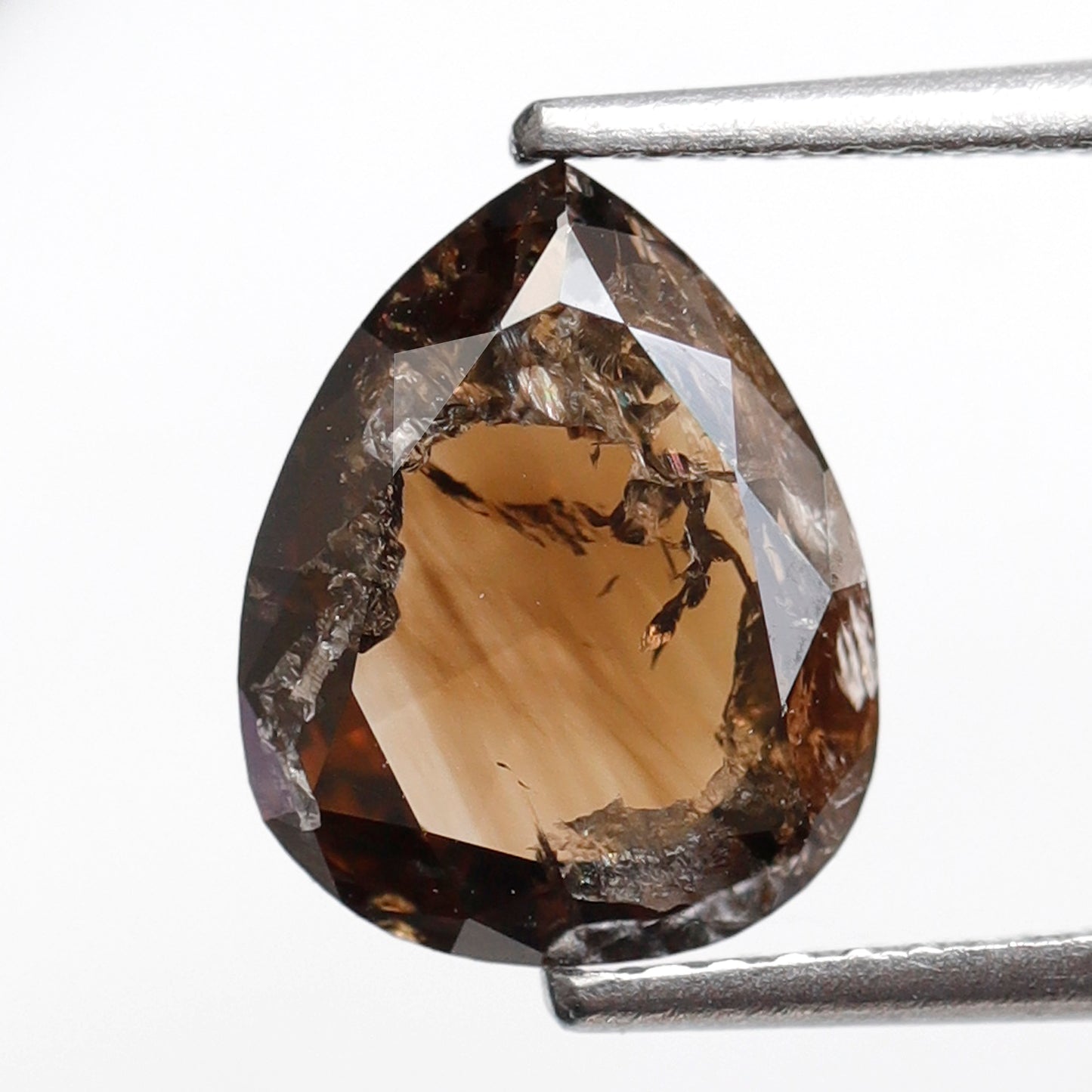 2.90 Ct Pear Cut Rustic Diamond, Natural Dark Champagne Diamond 10 mm, Loose Earth Mined Stone for Unique Pear Ring
