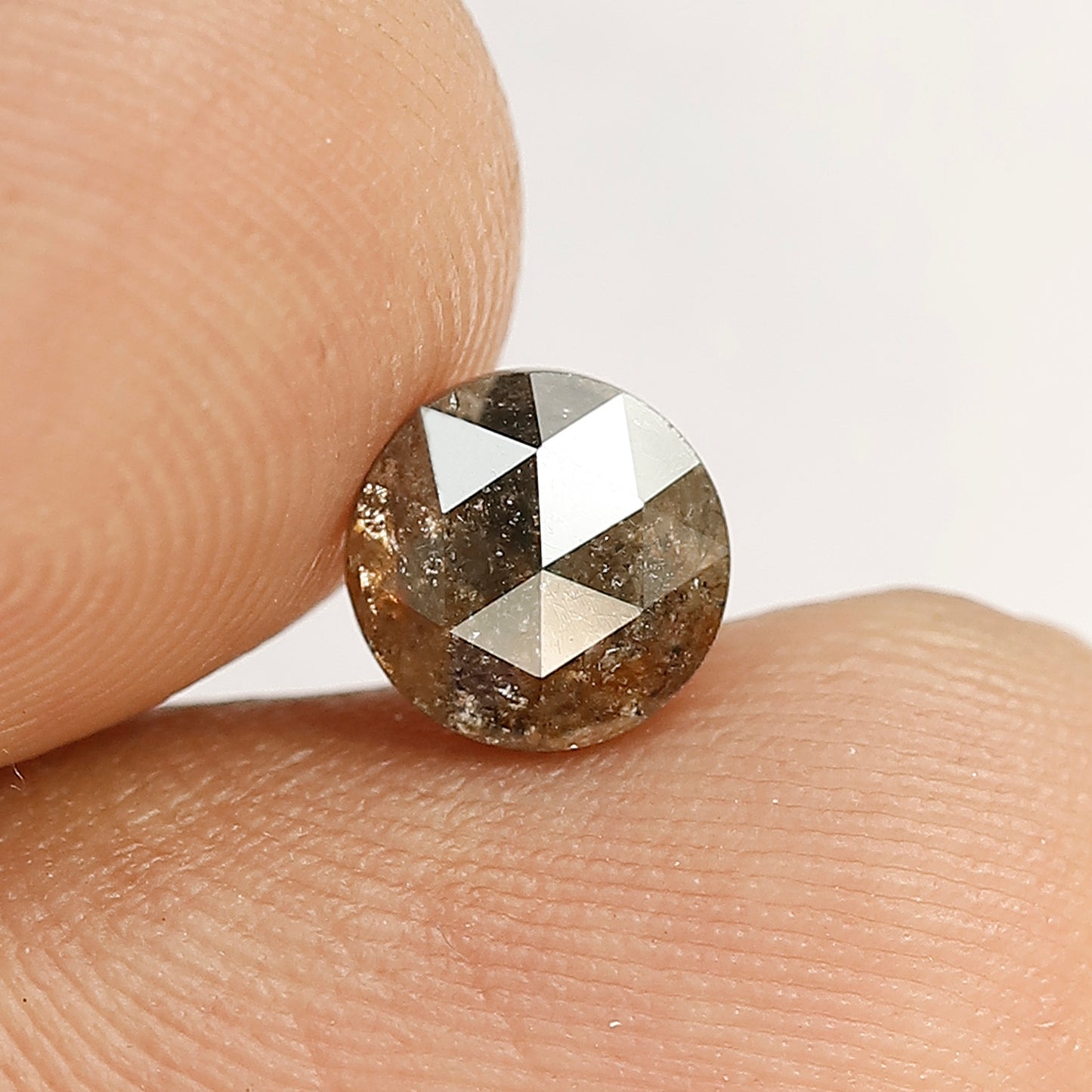 Rustic Brownish Gray Round Rose Cut Diamond 0.92 CT