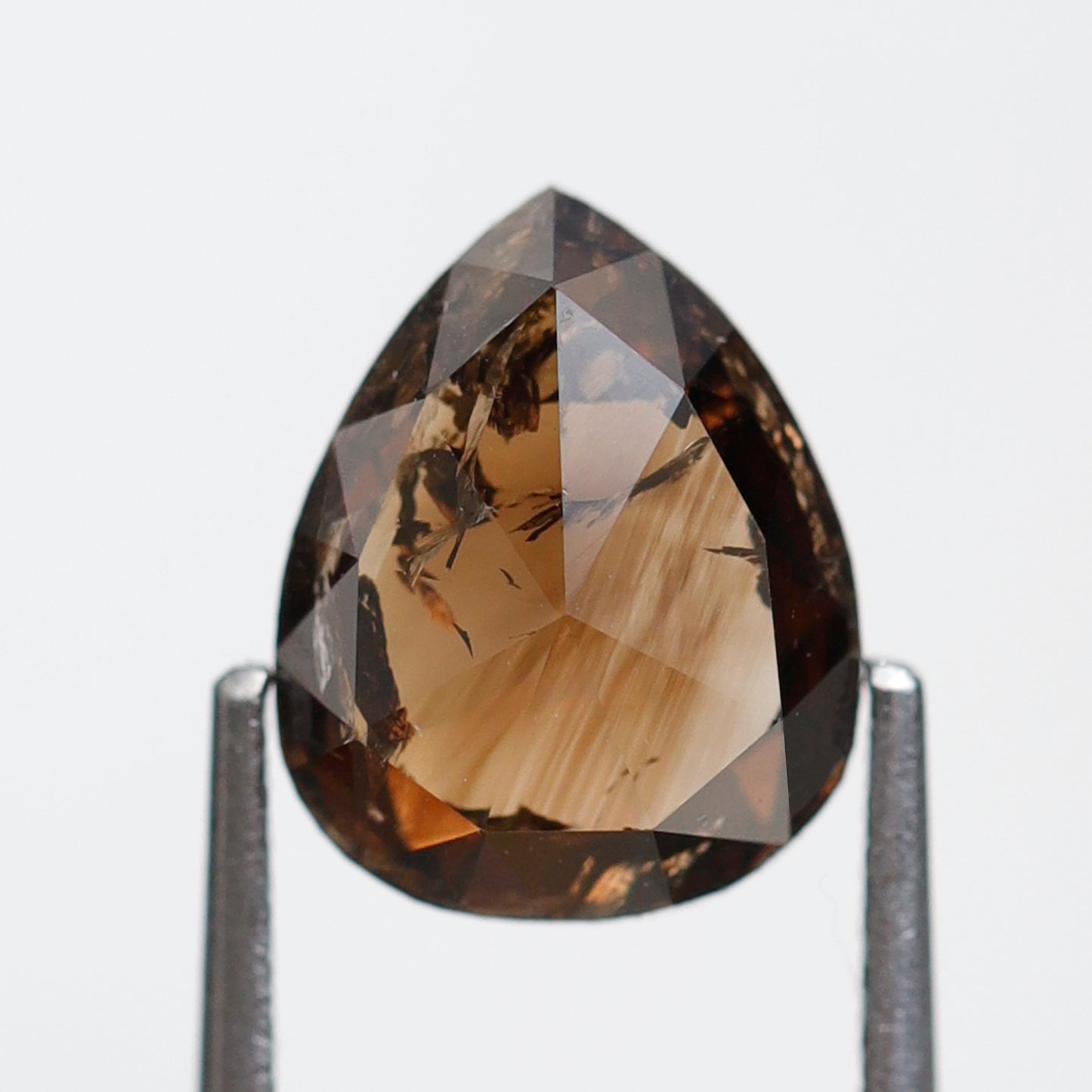 2.90 Ct Pear Cut Rustic Diamond, Natural Dark Champagne Diamond 10 mm, Loose Earth Mined Stone for Unique Pear Ring