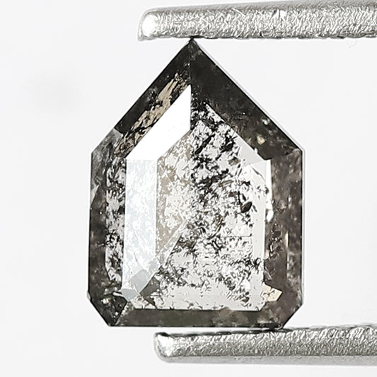 0.90 CT Natural Grey Black Color Diamond 7.3 x 5.5 x 2.5 MM Loose Natural Unique Temple Shape Diamond Conflict Free Salt and Pepper Diamond