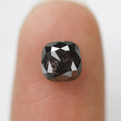 1.19 CT Cushion Cut Blackish Gray Salt and Pepper Diamond, Natural Loose Conflict Free Diamond for Engagement Ring