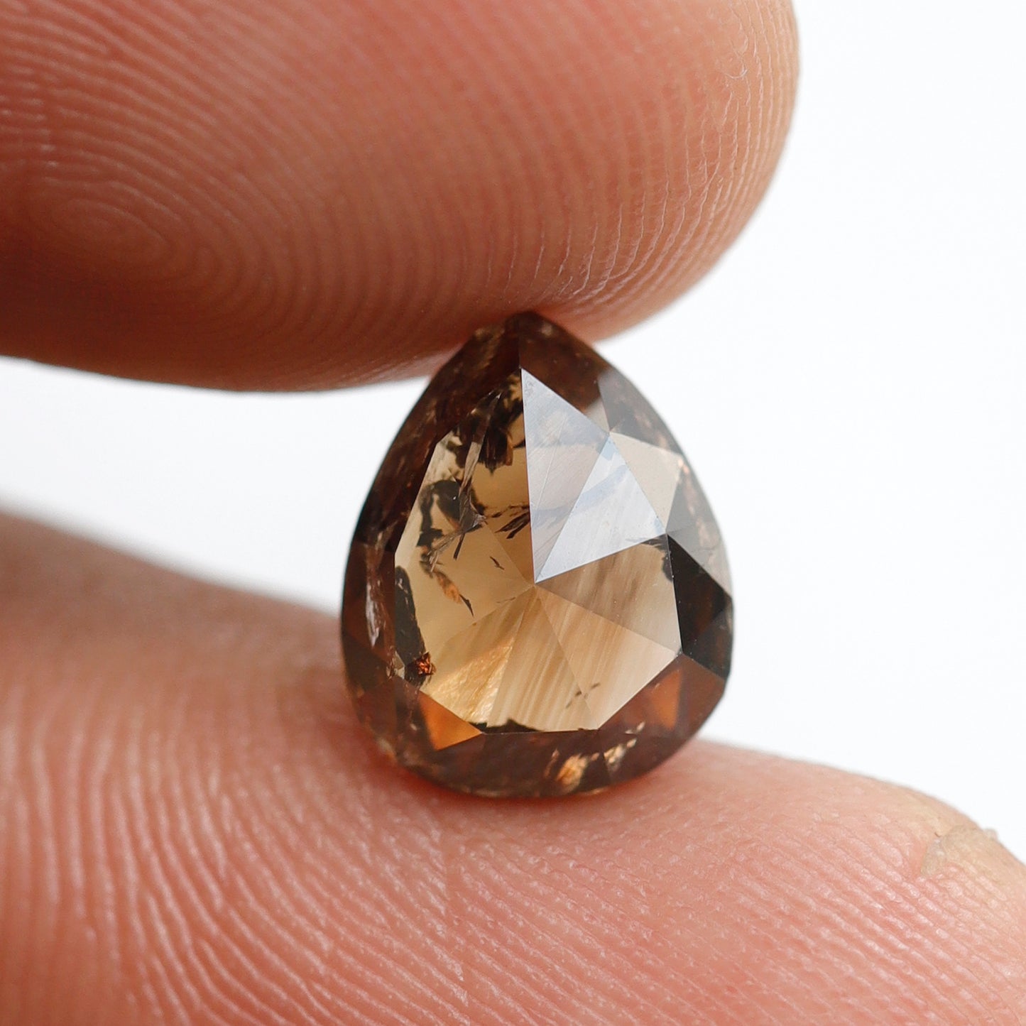 2.90 Ct Pear Cut Rustic Diamond, Natural Dark Champagne Diamond 10 mm, Loose Earth Mined Stone for Unique Pear Ring
