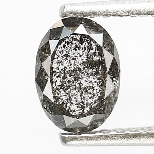 0.82 CT Loose Natural Oval Shape Diamond Grey Black Color Diamond 6.7 x 4.9 x 2.8 MM Salt and Pepper Diamond For Prong Setting Wedding Ring