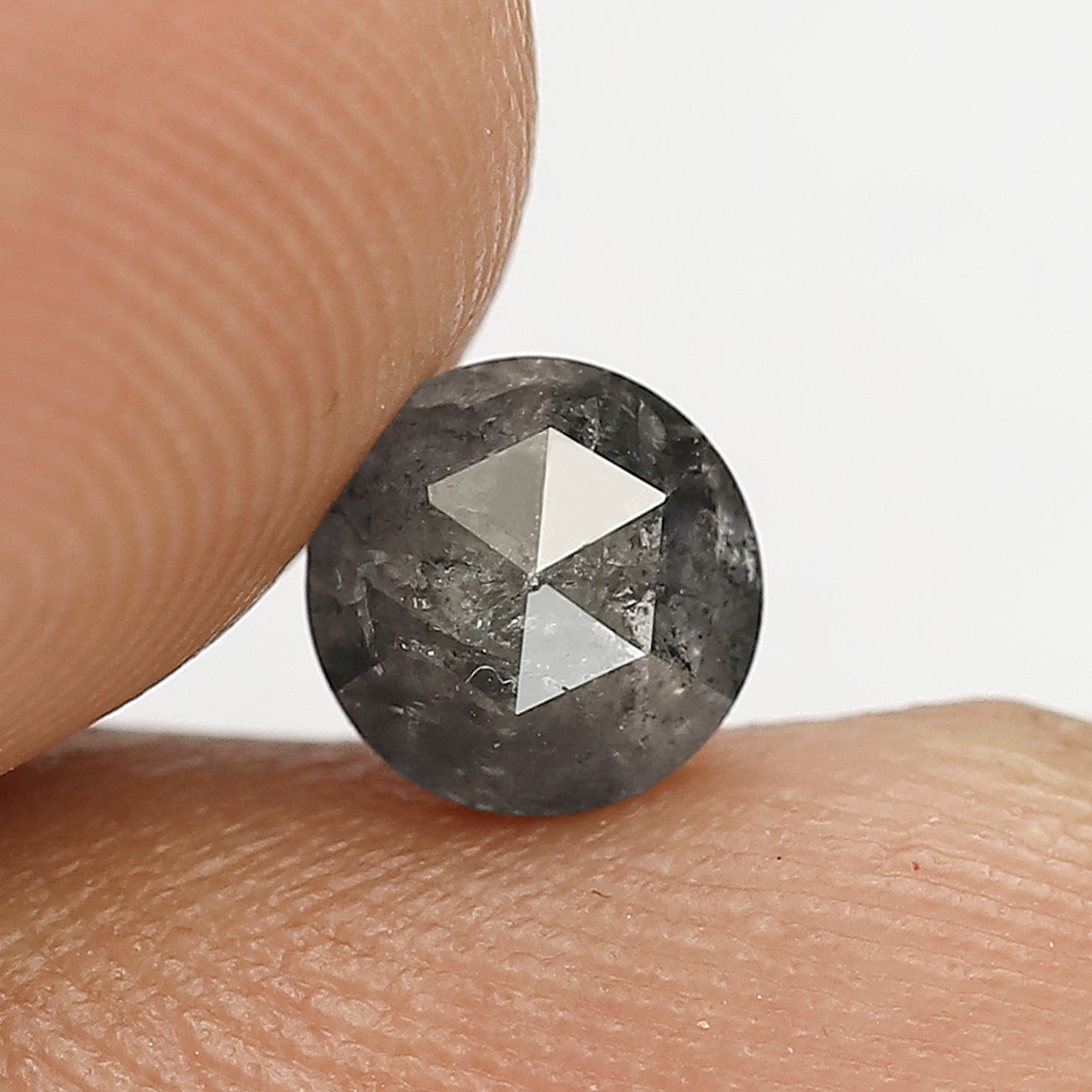 Gorgeous Round Shape Rose Cut Salt and Pepper Loose Diamond