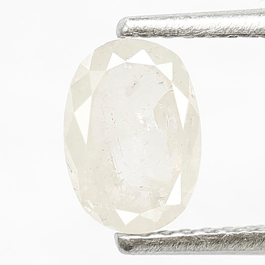0.92 CT Fancy Misty White Color Diamond 7.2 x 5.1 x 2.9 MM Conflict Free Oval Shape Diamond Loose Natural Salt and Pepper Diamond
