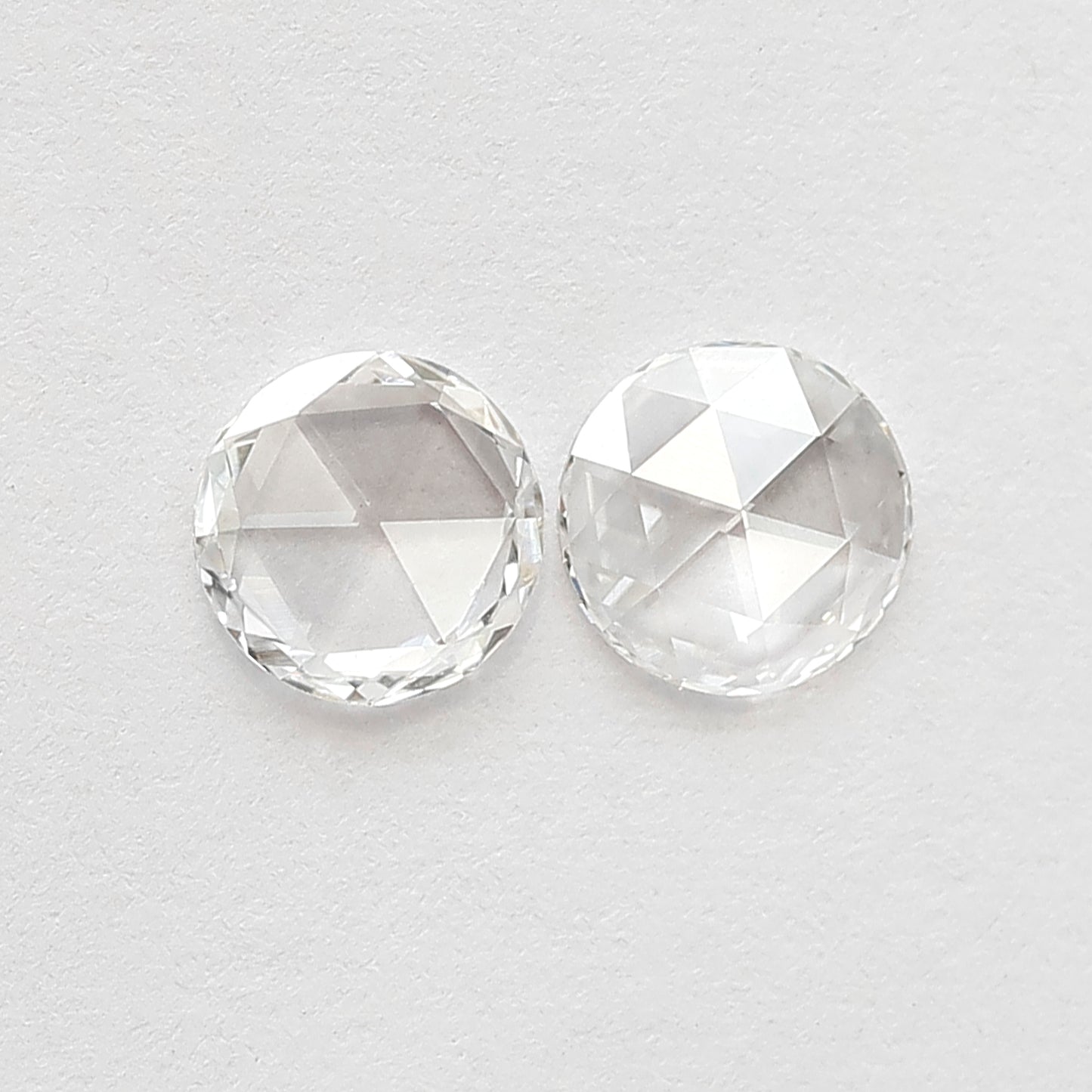 0.57 CT Round Rose Cut Diamond Pair, Natural FG VS Loose Diamonds 5.00 mm For Earrings