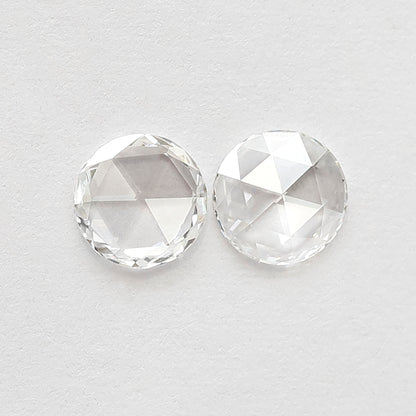 0.57 CT Round Rose Cut Diamond Pair, Natural FG VS Loose Diamonds 5.00 mm For Earrings