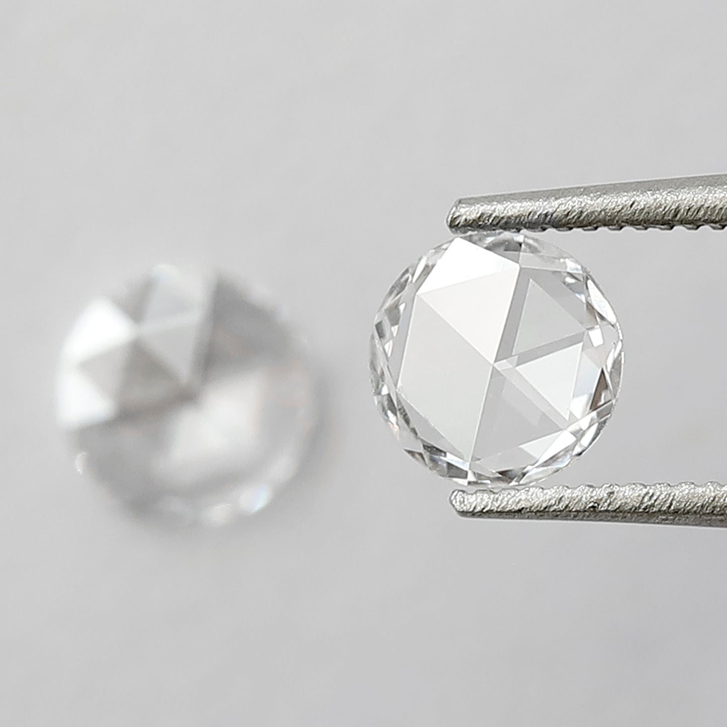 0.57 CT Round Rose Cut Diamond Pair, Natural FG VS Loose Diamonds 5.00 mm For Earrings