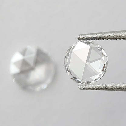 0.57 CT Round Rose Cut Diamond Pair, Natural FG VS Loose Diamonds 5.00 mm For Earrings