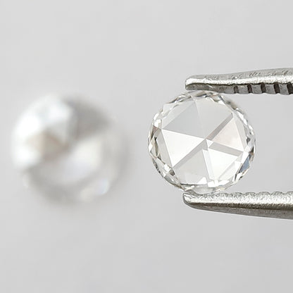 0.57 CT Round Rose Cut Diamond Pair, Natural FG VS Loose Diamonds 5.00 mm For Earrings