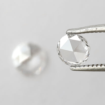 0.57 CT Round Rose Cut Diamond Pair, Natural FG VS Loose Diamonds 5.00 mm For Earrings