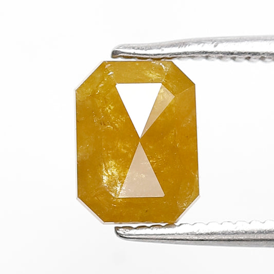 1.42 CT Stunning Emerald Shape Natural Yellow color Salt and Pepper Diamond
