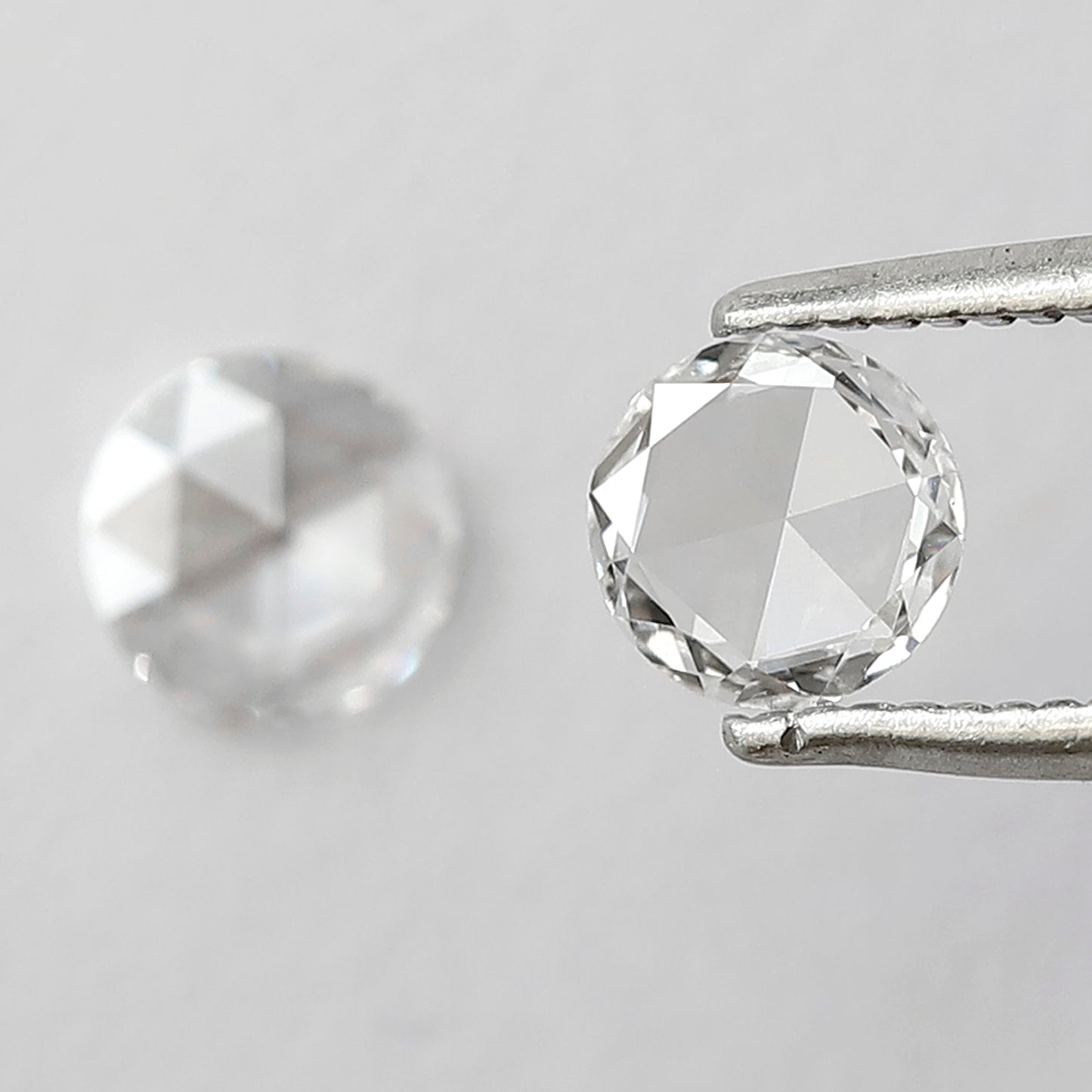 0.57 CT Round Rose Cut Diamond Pair, Natural FG VS Loose Diamonds 5.00 mm For Earrings