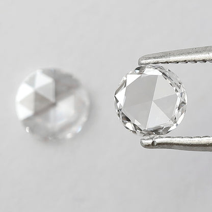 0.57 CT Round Rose Cut Diamond Pair, Natural FG VS Loose Diamonds 5.00 mm For Earrings