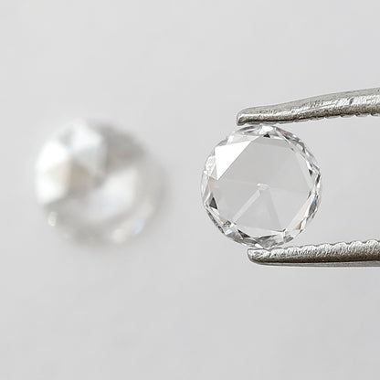 0.57 CT Round Rose Cut Diamond Pair, Natural FG VS Loose Diamonds 5.00 mm For Earrings
