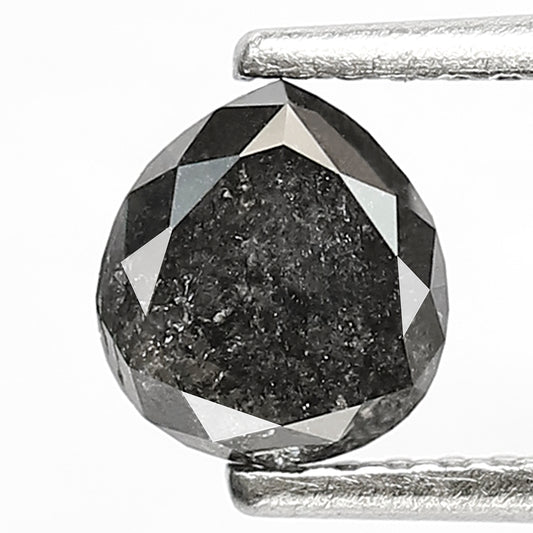 6 MM Natural Grey Black Color Diamond 0.88 CT Pear Shape Diamond Loose Natural Earth Mined Salt and Pepper Diamond Custom Design Jewelry