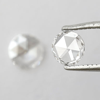 0.57 CT Round Rose Cut Diamond Pair, Natural FG VS Loose Diamonds 5.00 mm For Earrings