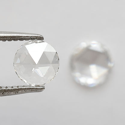 0.57 CT Round Rose Cut Diamond Pair, Natural FG VS Loose Diamonds 5.00 mm For Earrings