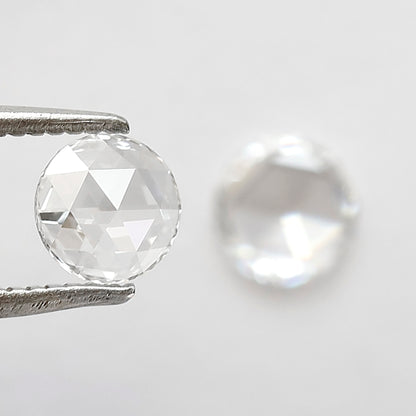 0.57 CT Round Rose Cut Diamond Pair, Natural FG VS Loose Diamonds 5.00 mm For Earrings