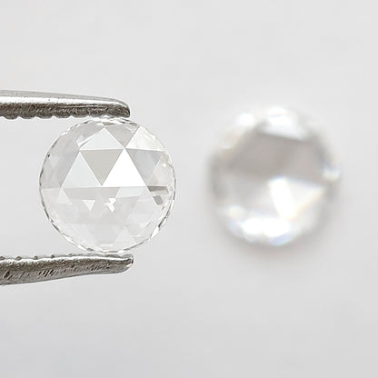 0.57 CT Round Rose Cut Diamond Pair, Natural FG VS Loose Diamonds 5.00 mm For Earrings