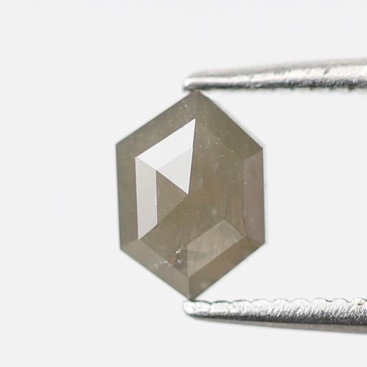 0.79 CT Hexagon Salt and Pepper Diamond, Natural Gray Ethical Loose Diamond for Wedding Band and Engagement Ring