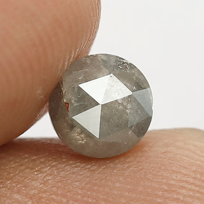 Smoky Grey Color Round Shape Salt and Pepper Loose Rustic Diamond 0.84 Carat
