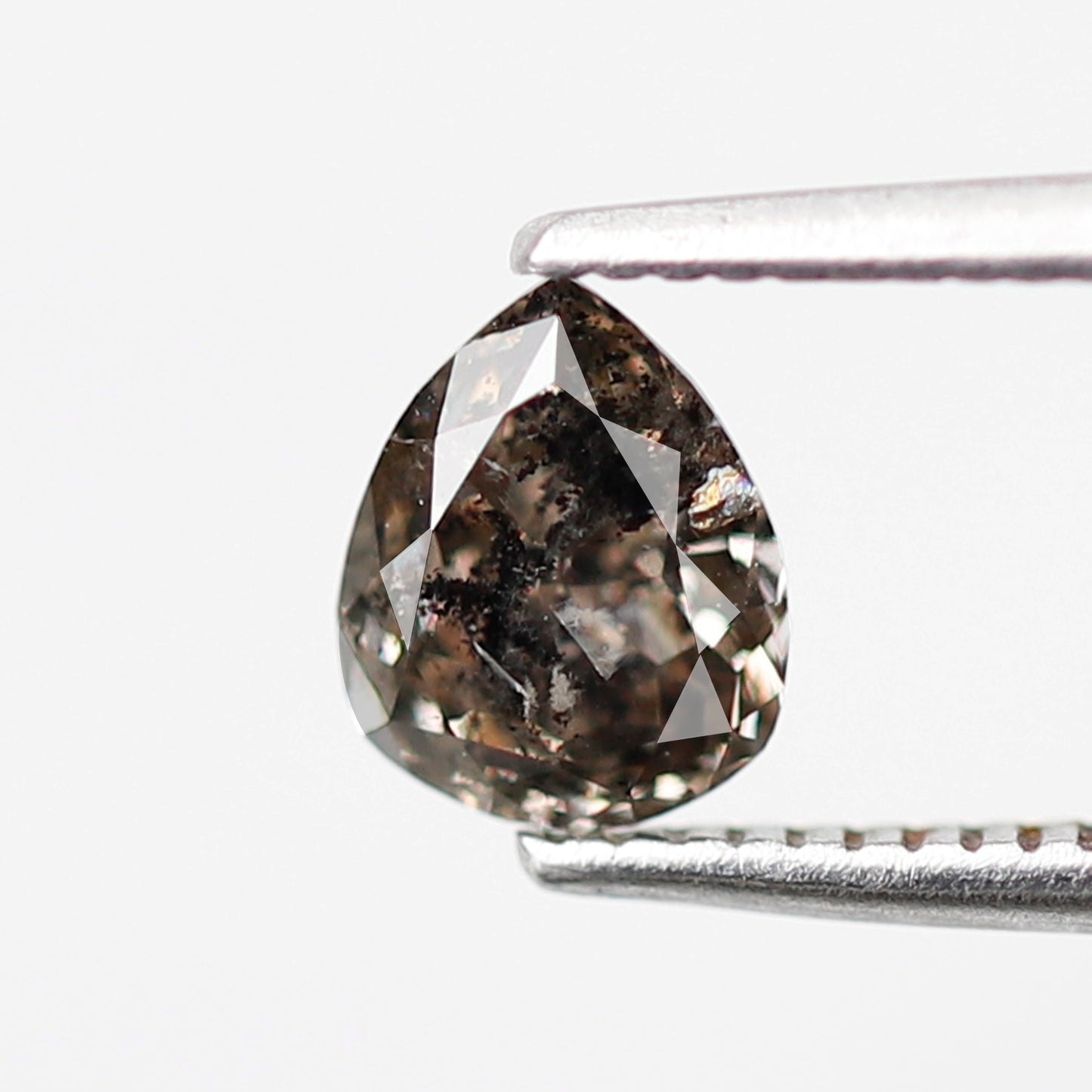 0.61 CT Brown Black Pear Shape Diamond, Natural 6.10 MM Conflict Free Salt and Pepper Diamond For Pear Diamond Ring
