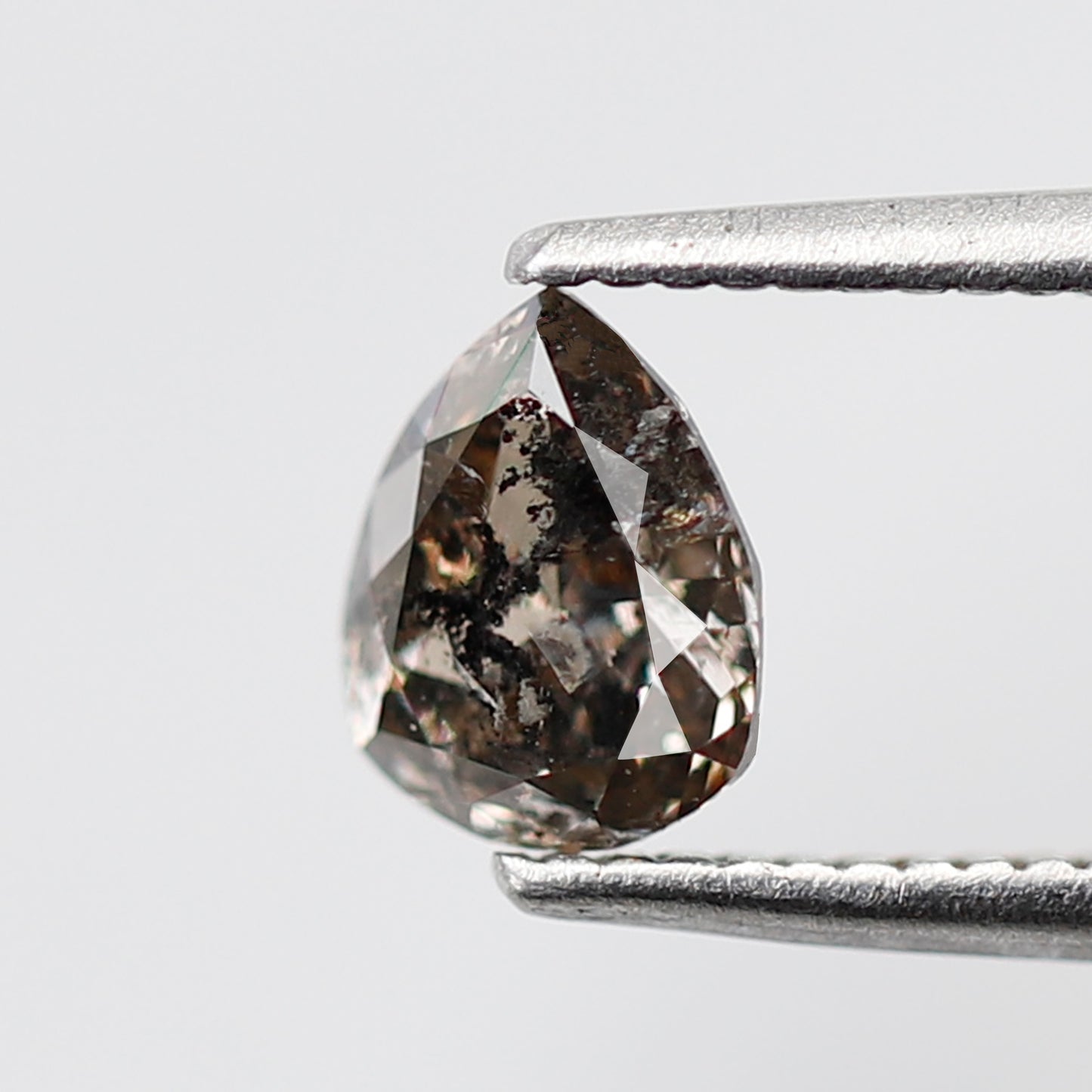 0.61 CT Brown Black Pear Shape Diamond, Natural 6.10 MM Conflict Free Salt and Pepper Diamond For Pear Diamond Ring