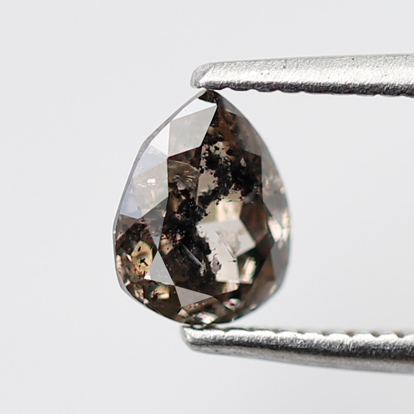 0.61 CT Brown Black Pear Shape Diamond, Natural 6.10 MM Conflict Free Salt and Pepper Diamond For Pear Diamond Ring